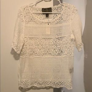 Anthropologie JamesCoviello Crocheted Cotton Shirt